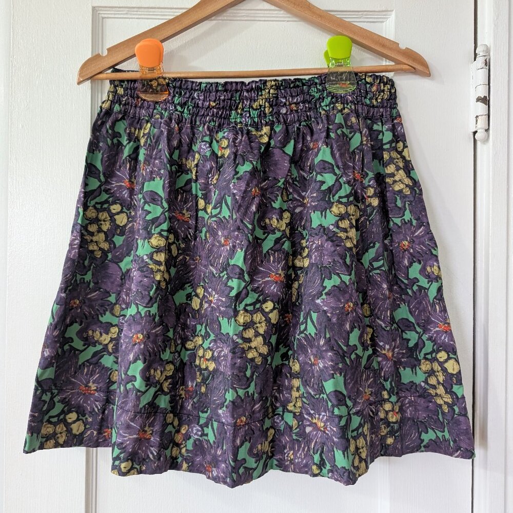 J Crew Womens Size 8 Purple Green Floral Skirt